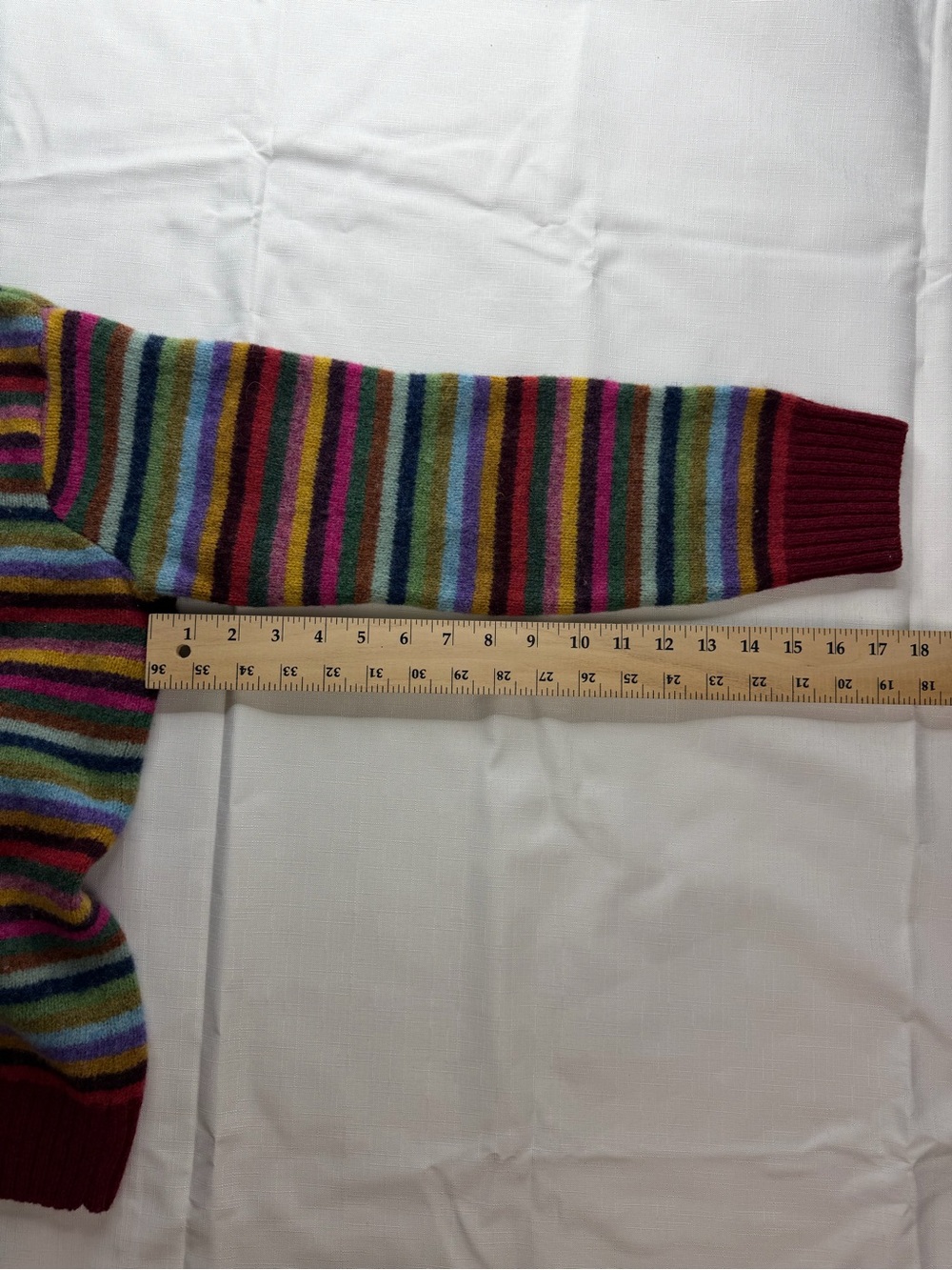 Rainbow Stripe Wool Sweater Women's Medium Harley of Scotland Made in Scotland C - Picture 8 of 9